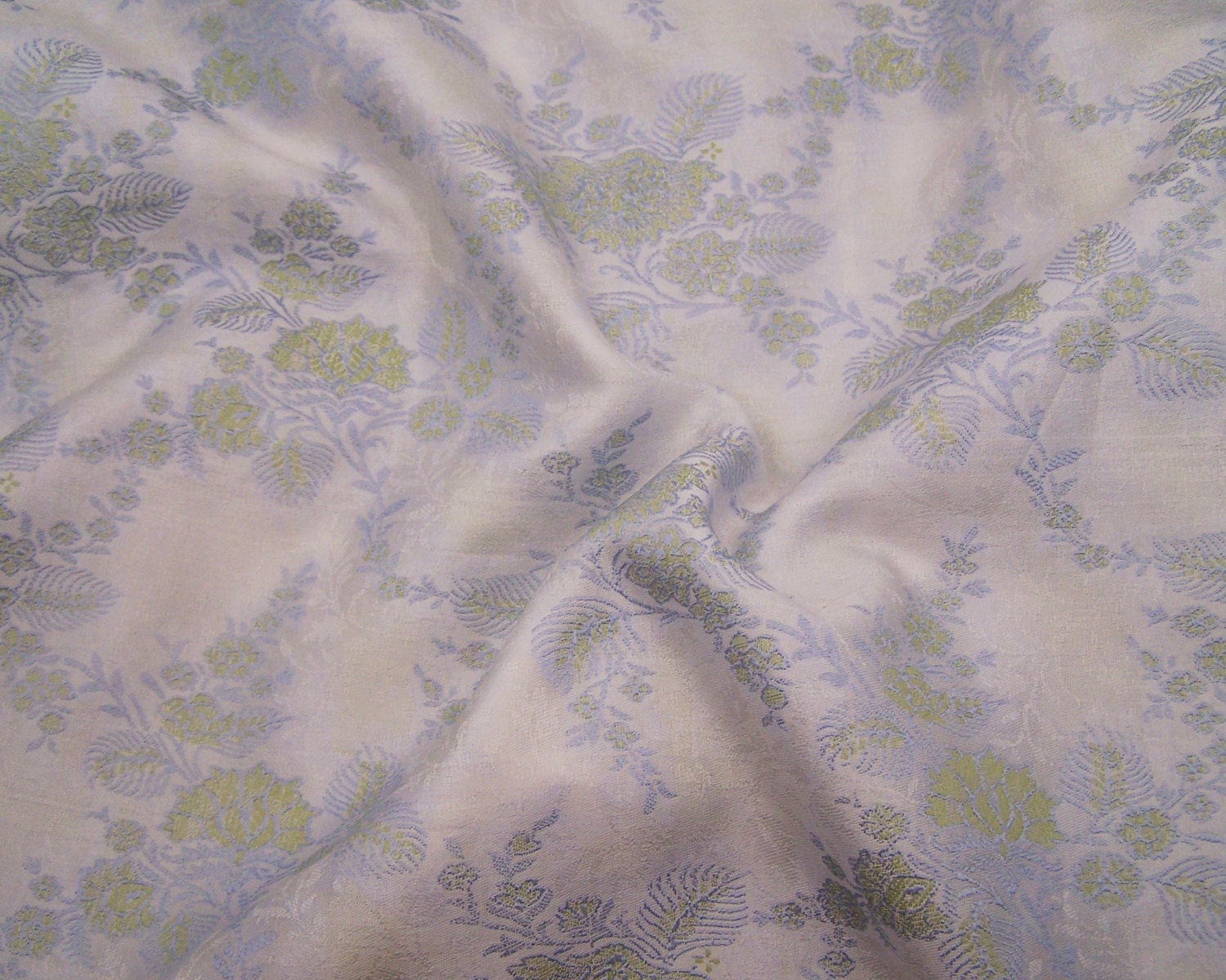 Grayish White Flowery Brocade Fabric for Home Decor,Fancy Costumes, Purses- 1 yard
