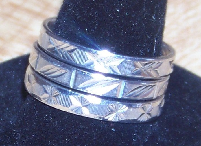 Vintage Stack Rings Sterling Silver Set of Three Diamond Cut