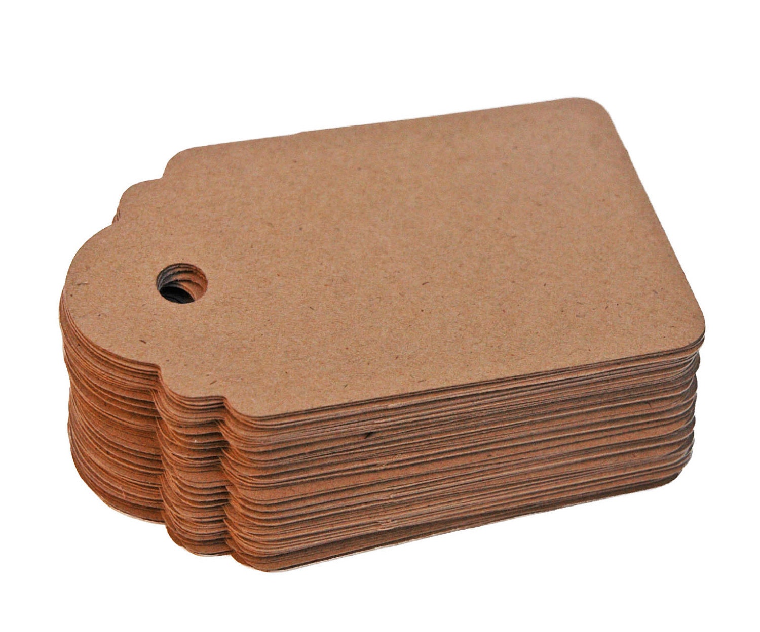 Kraft Cardstock Paper Hang Tags - Set of 100 MEDIUM SIZE 3 x 1.75 - Favor Tag - Wedding - Gift Tag - Shower - Price Tag