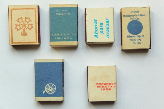 Vintage European Matchboxes Set of 5