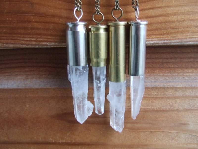 Raw Quartz Crystal Bullet Necklace