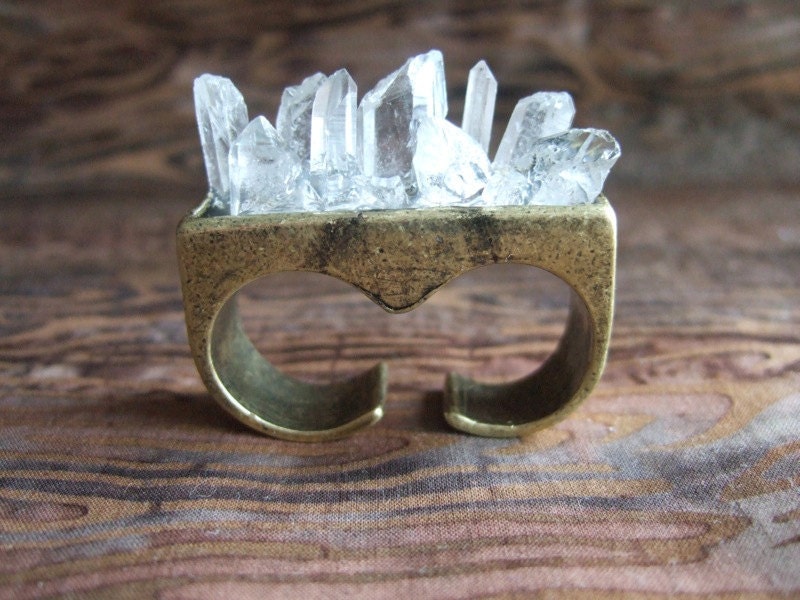 Quartz Crystal Overgrowth Knuckle Ring