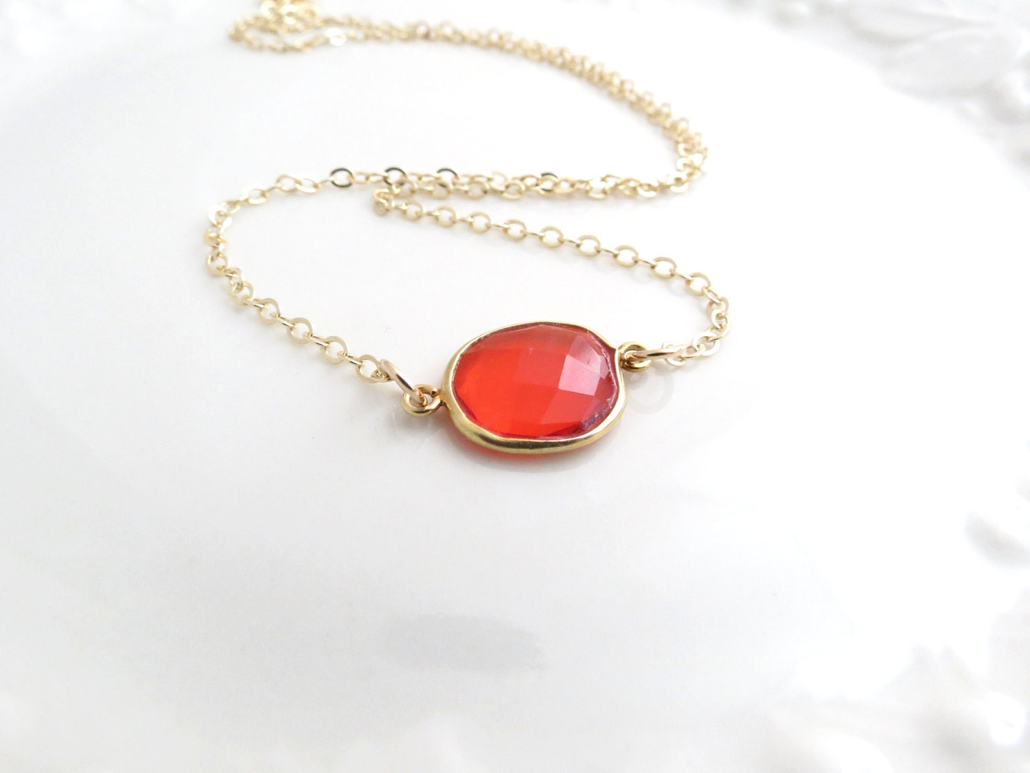 Orange Quartz Gold Necklace
