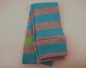 Heather Grey & Aqua Striped Baby/Toddler Leggings with Lime Green