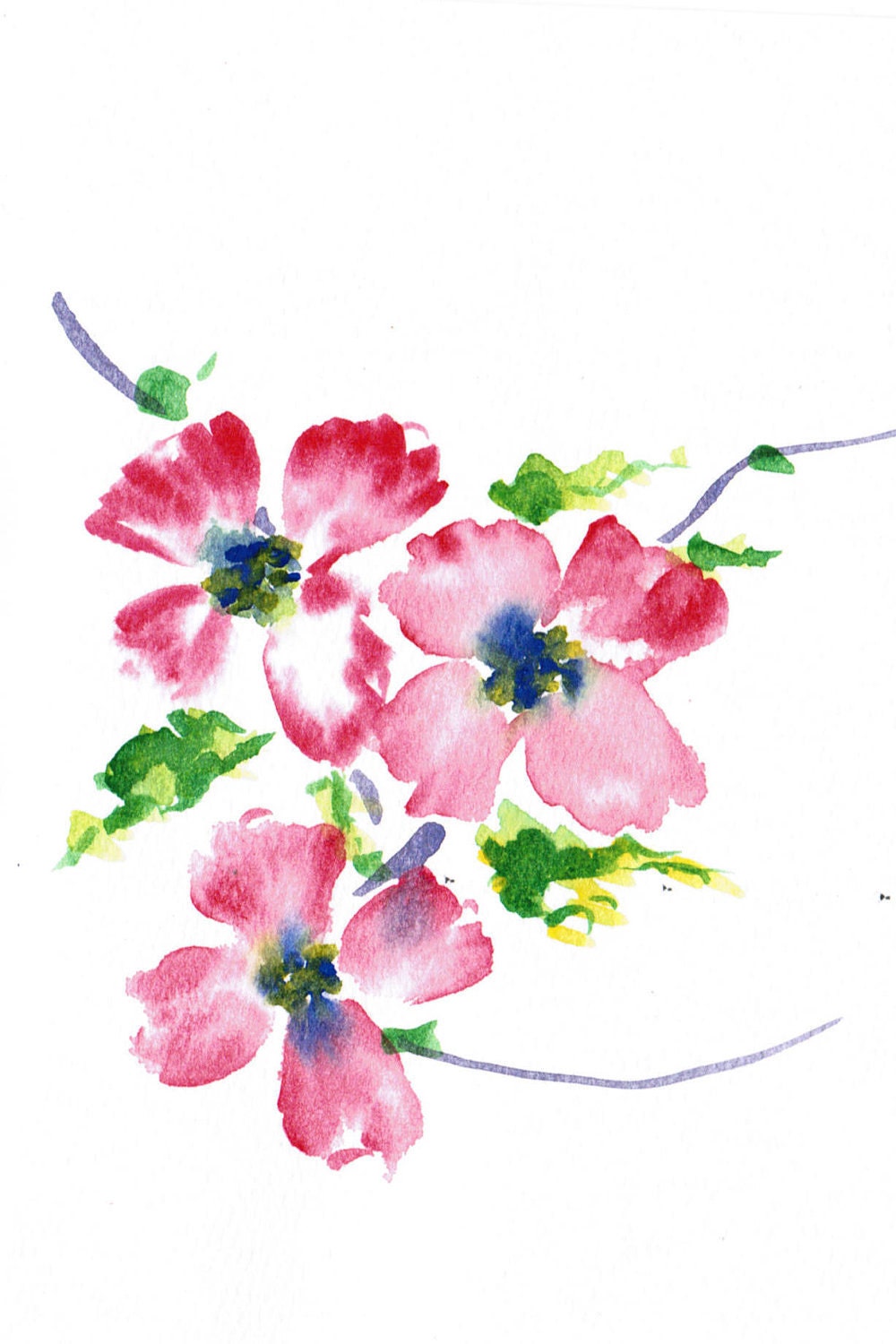 Handpainted Greeting Card Note Card Any occasion Blank Dogwoods Pink 6X4 Original Watercolor Gardening Botanicals