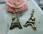 30 pcs 30x13mm Antique Bronze Brass Hollow  Five Pointed Stars Eiffel Towers Double Sided Charms Pendants a02tg12449