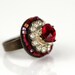 Red Ring. Statement Ring with sparkle. Handmade Cocktail Ring / Bohemian Ring - LAST ONE
