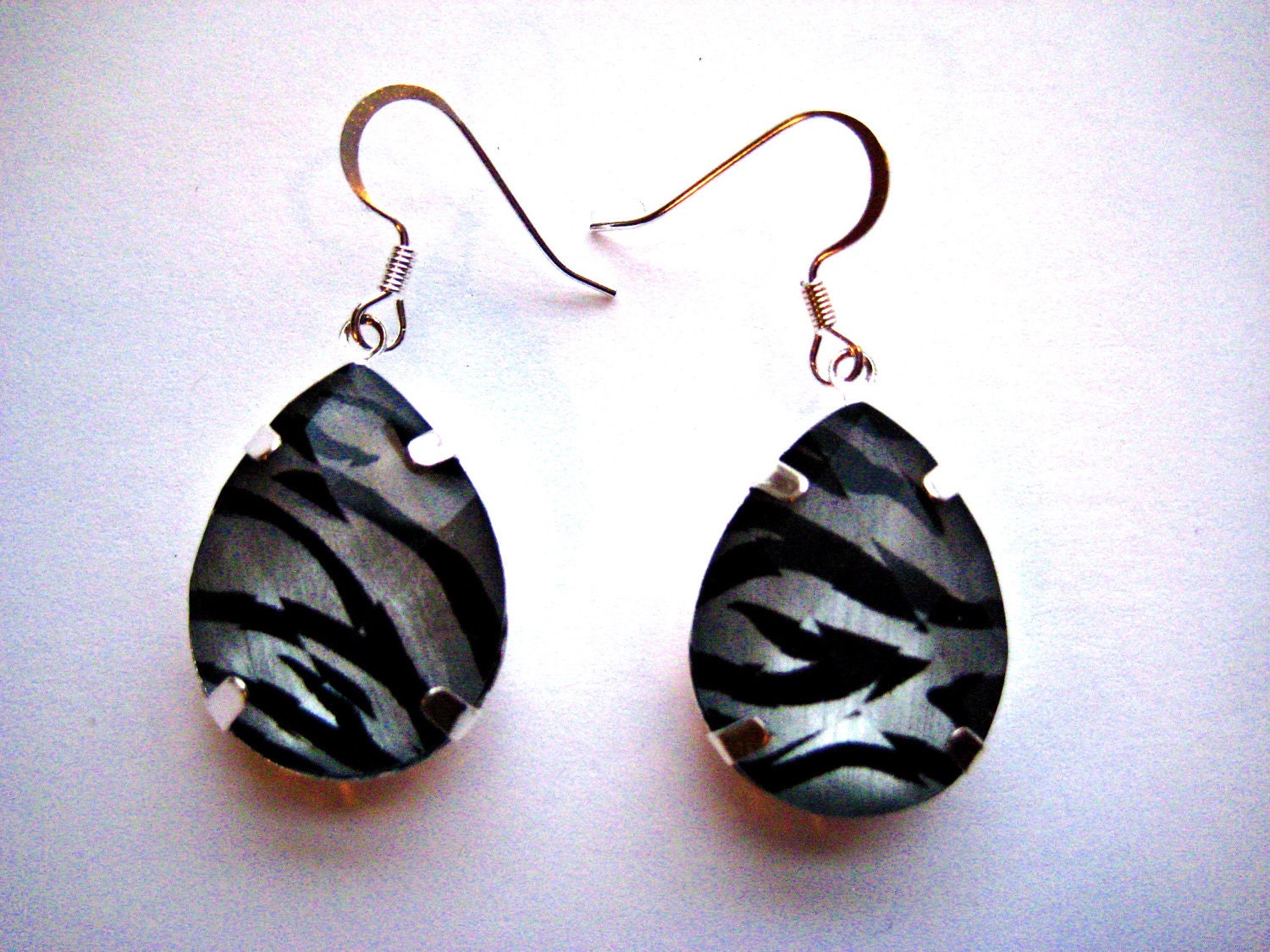 Large Earrings Zebra Print Tear Drop Kawaii Scene Lolita Goth Punk Preppy for everyone