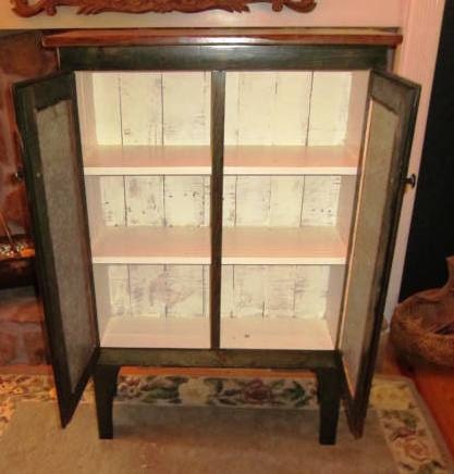 Hand Crafted Primitive Style Solid Pine Pie Safe w/ Punched Tin Door Inserts
