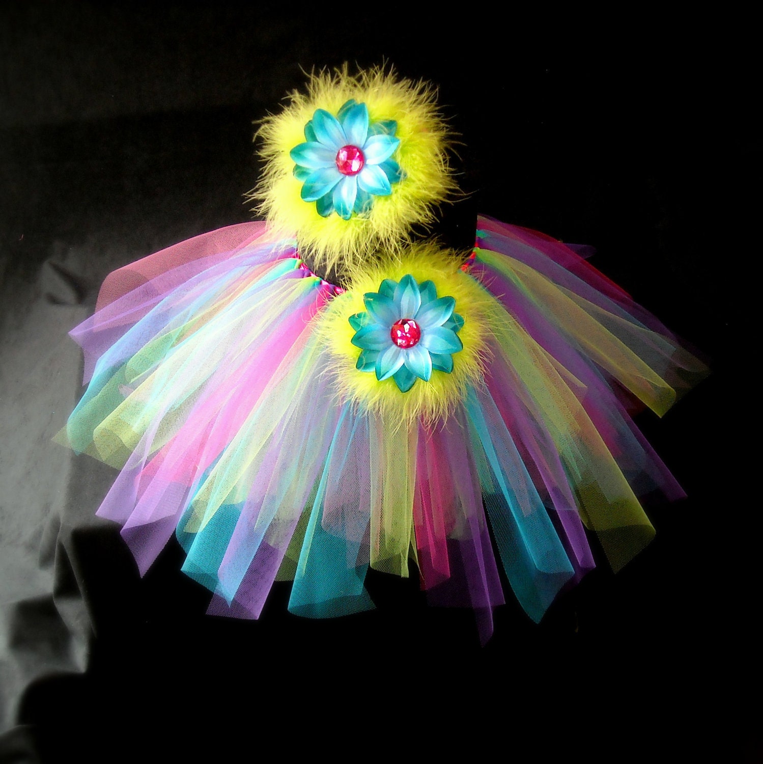 Neon Tutu with Flower -  Kid size