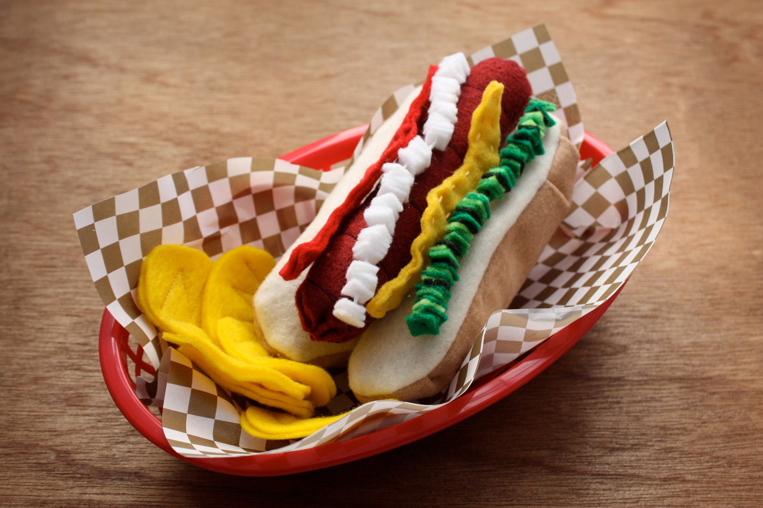 Felt Play Food - Hot Dog and chips