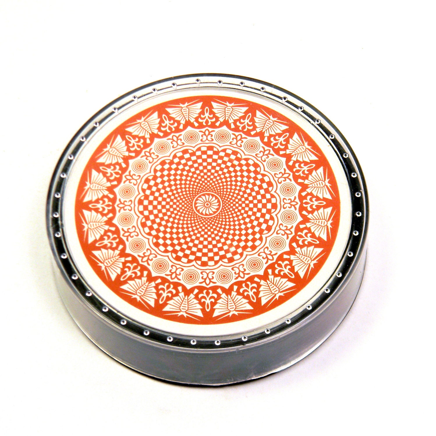 Round Playing Cards, Vintage 1960s Burnt Sienna Moth Kaleidoscope