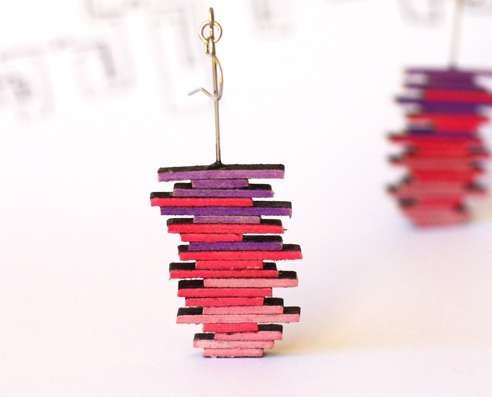 Ombre pink earrings - purple pink shades jewelry