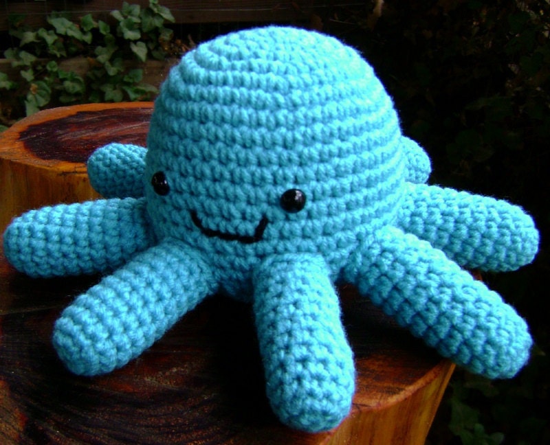 Crochet Amigurumi Octopus  Turquoise  Shelf Sitter  Decoration  Toy