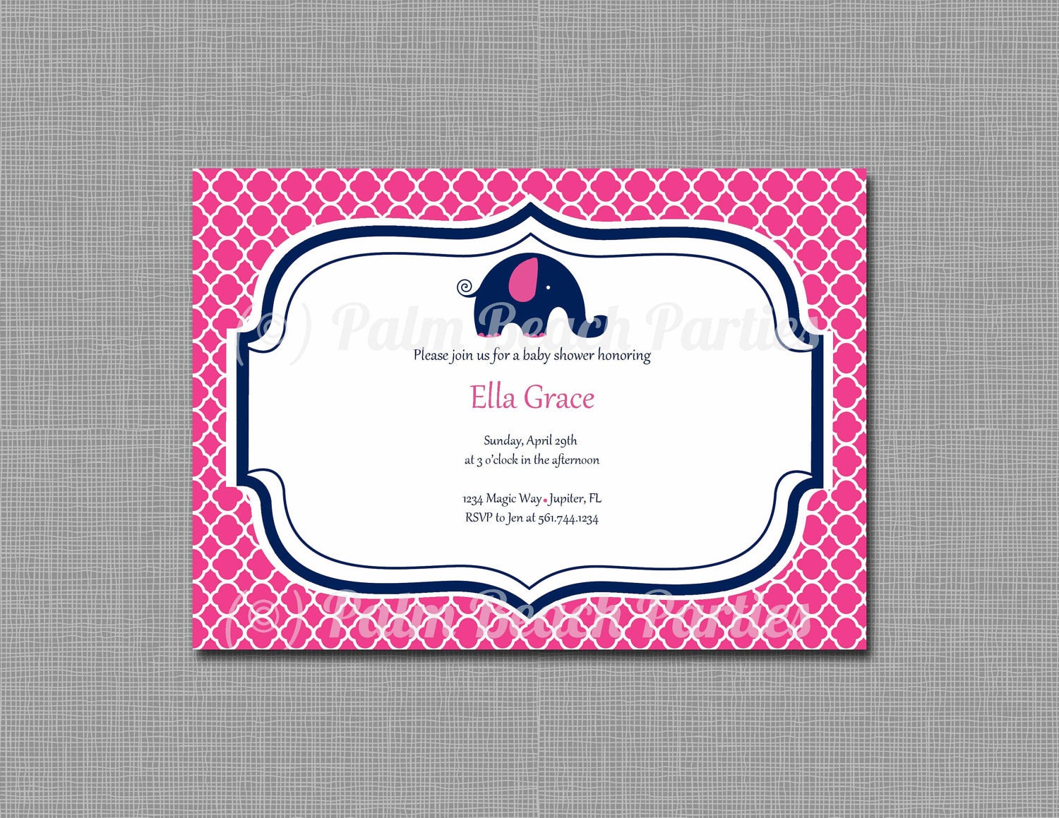 INVITATION - Preppy Elephant