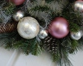 Deck Those Halls, Traditional Holiday, Holiday Decor, Front Door Wreath, Pastel Wreath, Christmas Decoration, Pine Wreath