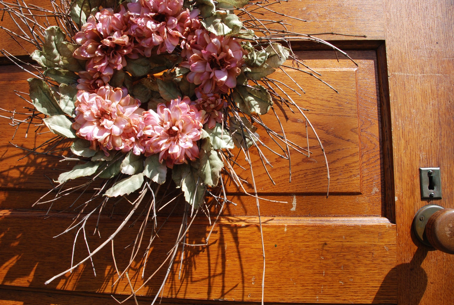Dahlia Wreath, Pretty in Pink Summer, Spring Wreath, Front Door Decor, Twig Wreath, Rustic Wreath,Wedding Wreath