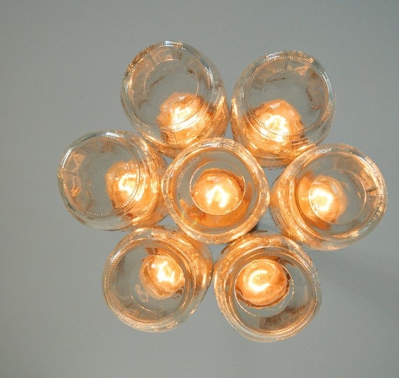Mason Jar Light Chandelier - Lucky Seven Quart Size