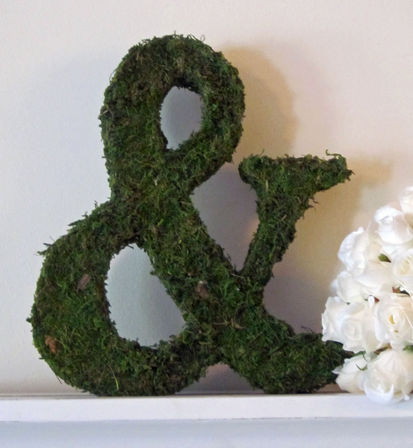 Moss Covered Ampersand (&) Wedding or Engagement Photo Shoot Prop ( 8 inches )