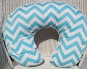 Aqua Chevron and Minky Boppy Cover