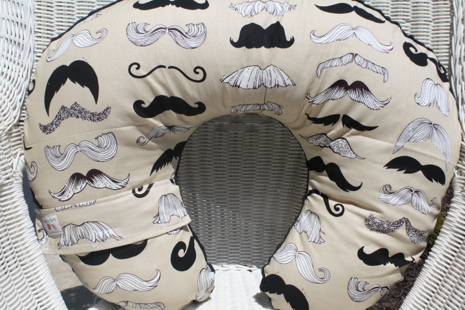 Personalized Where's my Stach and Black Minky Boppy Cover
