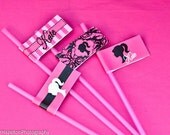 Barbie Party Printables - Barbie - Vintage Barbie Party - STRAW FLAGS - Krown Kreations Il_170x135