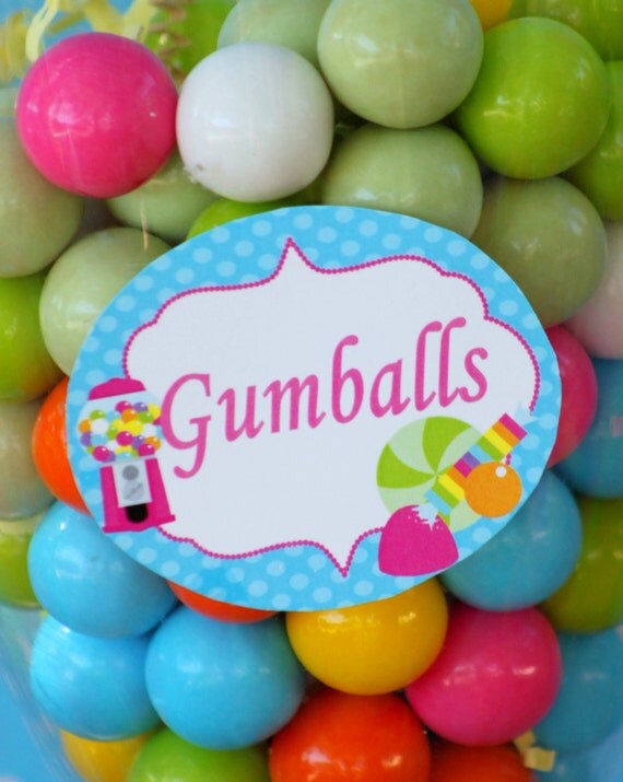 BUBBLE GUM Food labels - Candyland - Lollipop - Sweet Shop -Sweet shoppe - Girls Birthday Party - Candy Land - Krown Kreations Il_570xn