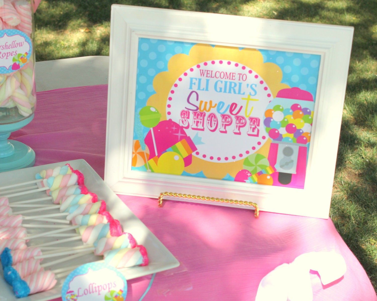 Sweet Shop or Candyland SIGN/ Lalaloopsy Party / Candy Land Party/ Sweet Shoppe/ Lollipop/ Bubble Gum/ Girls Birthday - Krown Kreations