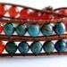 Turquoise and Carnelian Leather Wrap Bracelet