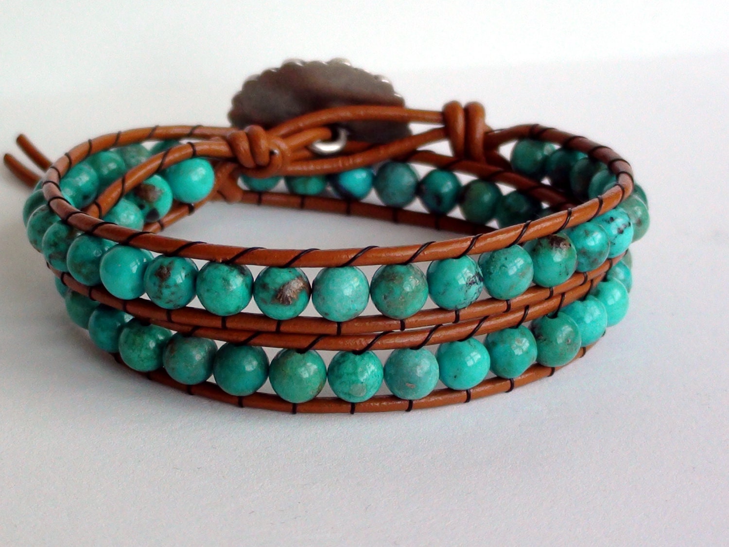 Turquoise Leather Wrap Bracelet