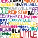21x18 ARKANSAS Digital Illustration Print of Arkansas State with Cities Listed