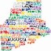 MAINE State Digital Illustration Print with Portage Auburn Kennebunkport Augusta