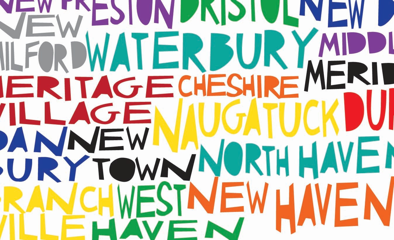 CONNECTICUT State Digital Illustration Print with Hartford New Haven