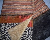Orange Brown & Cream Striped Leopard Throw Blanket