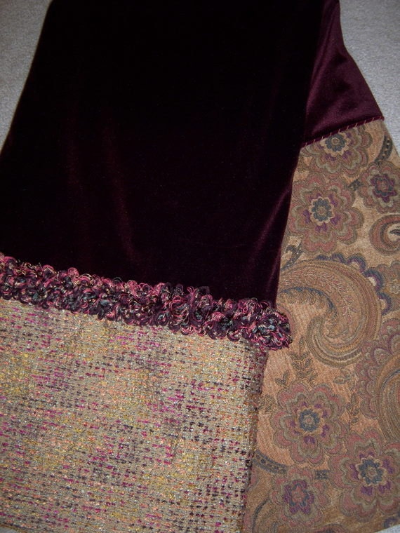 Burgundy Velour & Gold Throw Blanket