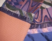 Rich Blue, Rust, Green, & Taupe Abstract Throw Blanket