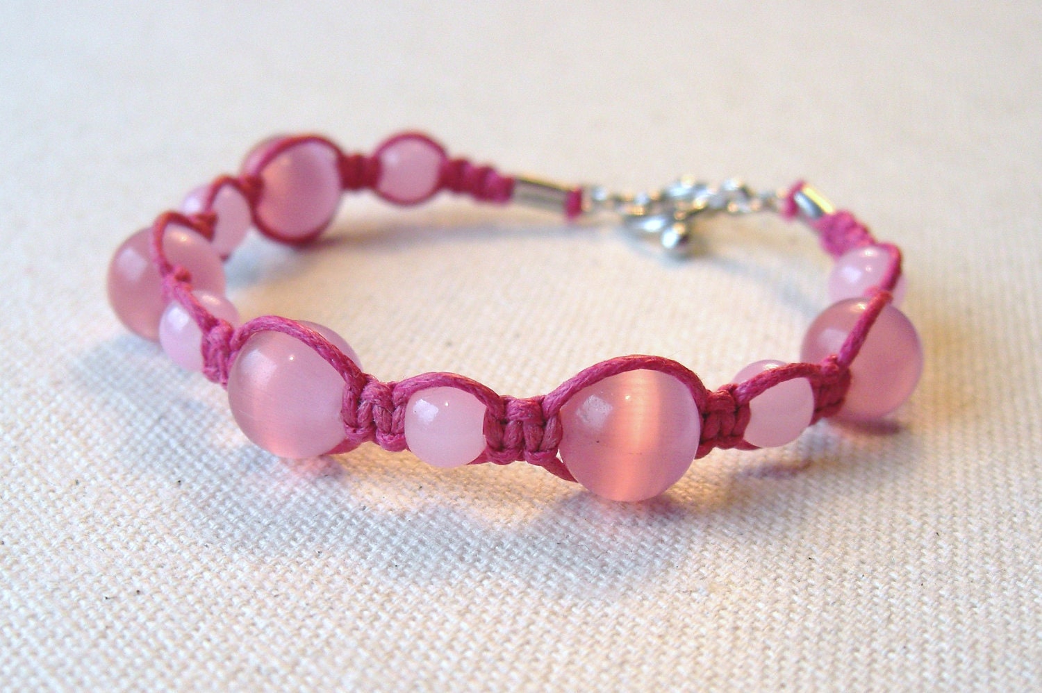 Beaded Macrame Bracelet in Pink