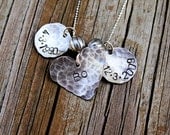 Custom, personalized hand stamped sterling silver necklace hammered and rustic
