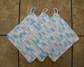 Easter Pastels Cotton Wash Cloths (Set of 3) - CLEARANCE - Kitchen and Bathroom - Holiday Decor - Ready to Ship