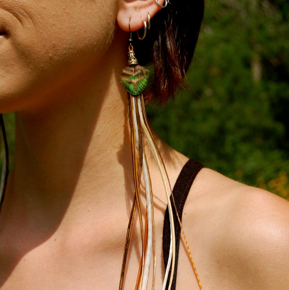 TRIBAL PETITE Long Feather Earrings SALE
