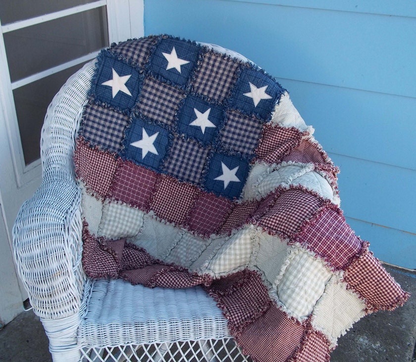 Rag Quilt - Betsy Ross Lap Quilt - Ready to Ship