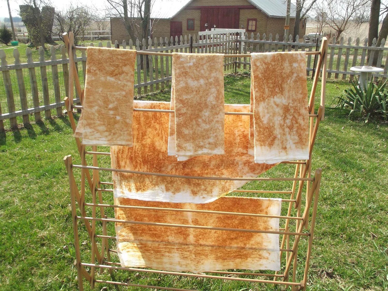Set of 3 Rustic, Rust Stained Dish Towels