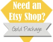 Etsy Shop: Gold Package, 10 Piece Custom Shop Set - Includes Banners, Avatars, Custom Listing Graphic, and Thank You Graphic