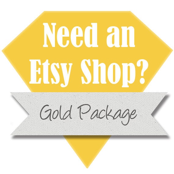 Etsy Shop: Gold Package, 10 Piece Custom Shop Set - Includes Banners, Avatars, Custom Listing Graphic, and Thank You Graphic