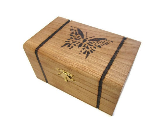 Wood Burned Butterfly Box