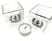 SET of 2) Fleur de Lys Votive Candle Holder
