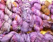 Purple silk sari ribbon or yarn, 60 yard skein