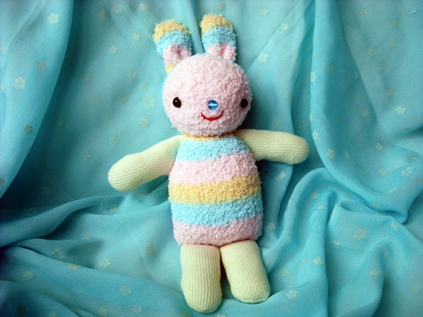 Bunny, Toy, Soft Rabbit Doll - Handmade Sock Toy or Easter Decoration, Realy to ship