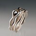 Black Diamond Wave Wedding Ring Bridal Set Engagement Rings in Silver/Palladium