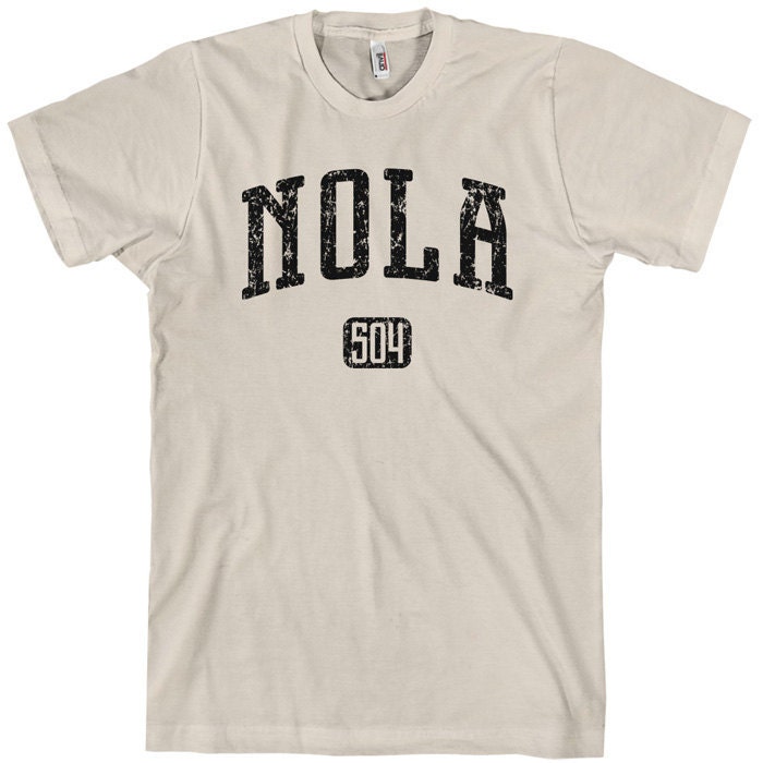NOLA 504 T-shirt - New Orleans Distressed - Men S to 4XL and Youth XS to XL - Black, Cream, Green or Gray